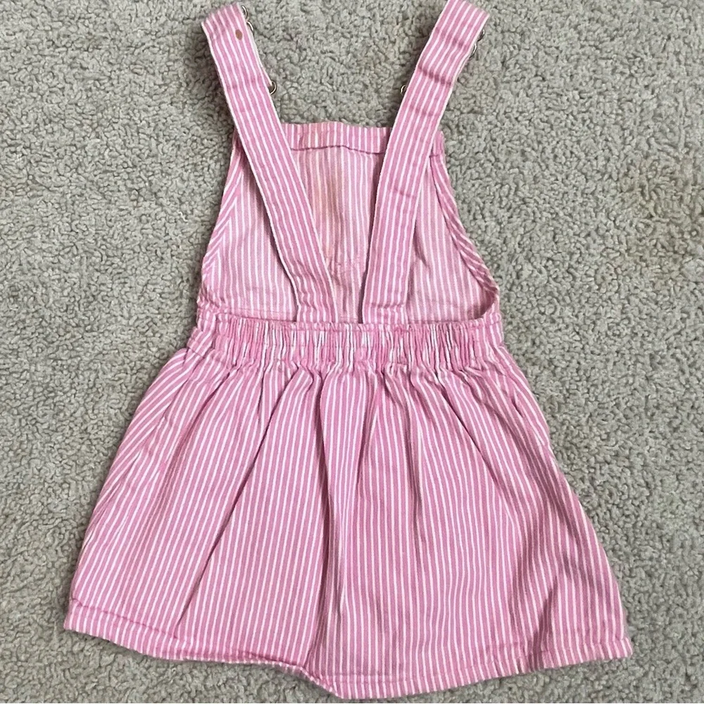 VINTAGE Baby Toddler OSHKOSH B'GOSH Pink & White HICKORY STRIPE Jumper SKIRT